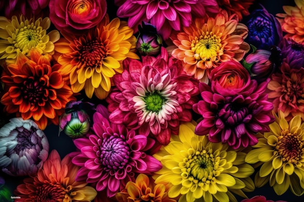 A colorful flower wallpaper dahlias