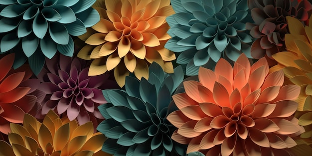 菊と書かれた色とりどりの花の壁紙。