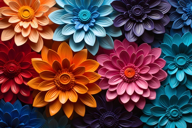 Colorful flower wallpaper on a white background Generative AI