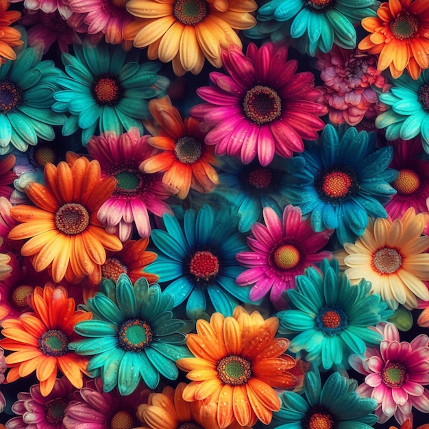 A colorful flower wallpaper with a lot of flowers.