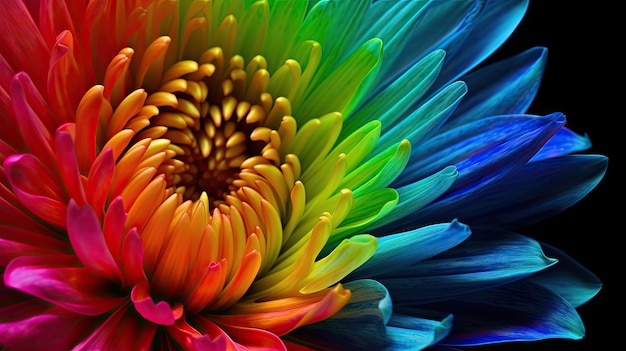 A colorful flower wallpaper with a rainbow flower in the center