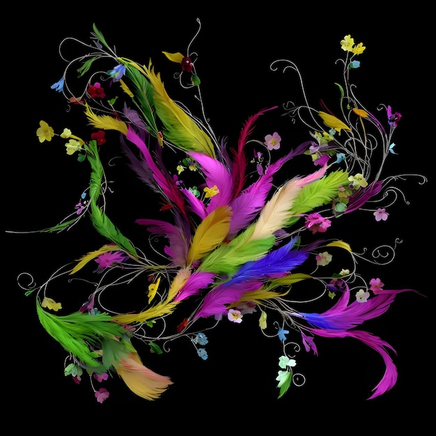 A colorful flower with a black background