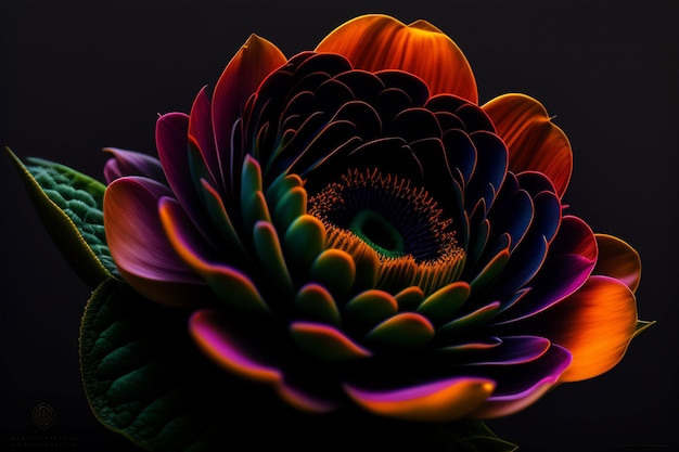 Яркий цветок на черном фоне