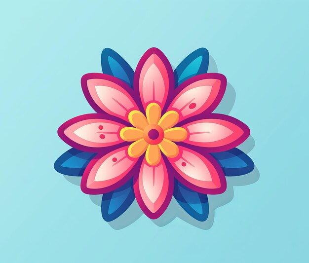 A colorful flower with a blue background