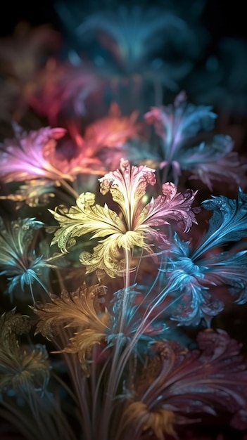 A colorful flower with a blue background