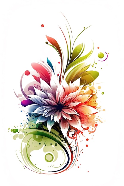 A colorful flower with a green background