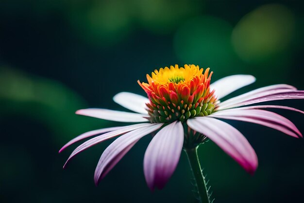 Photo colorful flower with a green leaf on