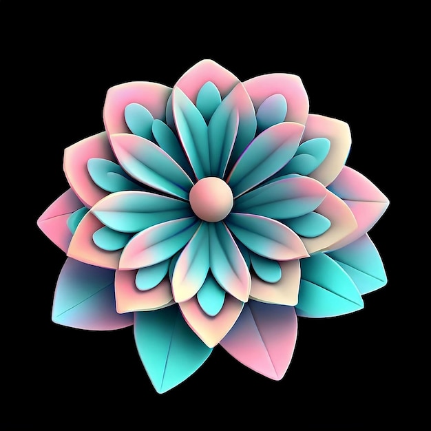 A colorful flower with a pink center.