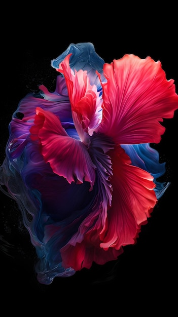 a colorful flower with a red and blue color.