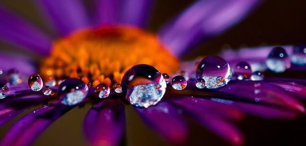 A colorful flower with water droplets on it