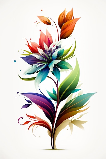 A colorful flower with a white background