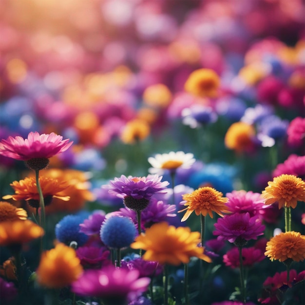 Colorful flowers on the background wallpaper ai generated