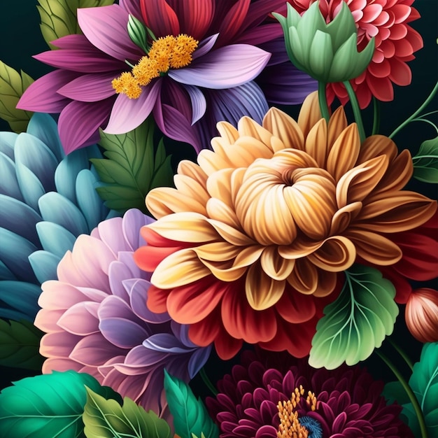Colorful flowers beautiful flower ai generated art
