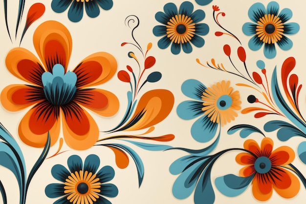 Colorful flowers on a beige background