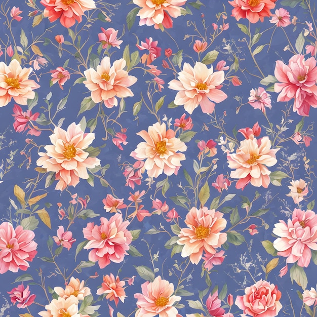 Colorful flowers on blue background