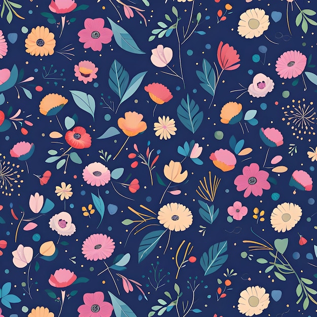 Colorful flowers on blue background