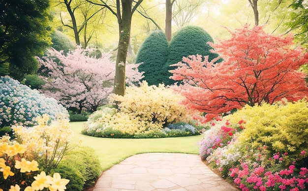 사진 다채로운 꽃 부켓 구성 꽃 일러스트레이션 잎과  식물성 구성