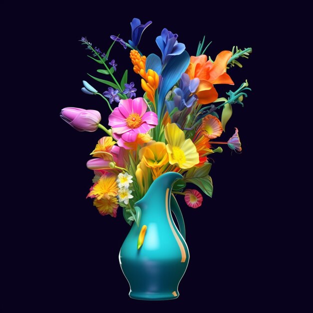 Colorful flowers bouquet floral arrangements vase decoration pictures AI Generated Art