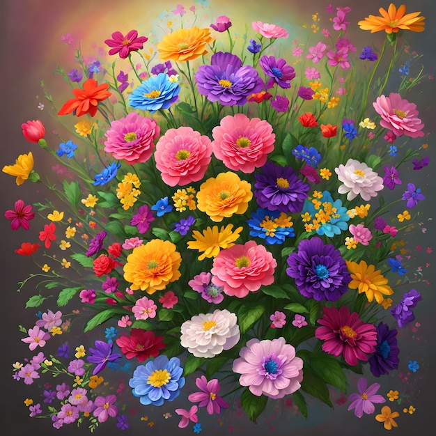 Colorful flowers bouquet illustration