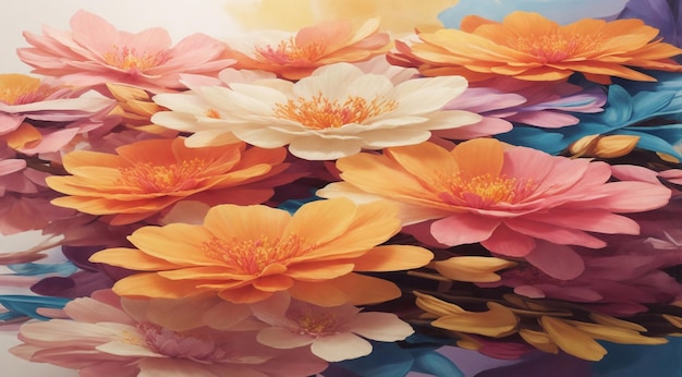 カラフルな背景にカラフルな花 HD の抽象的な背景の花の花束