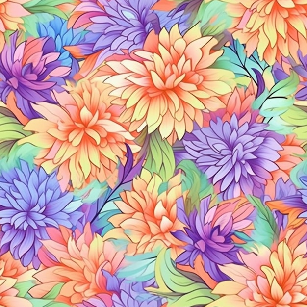 Colorful flowers on a colorful background.