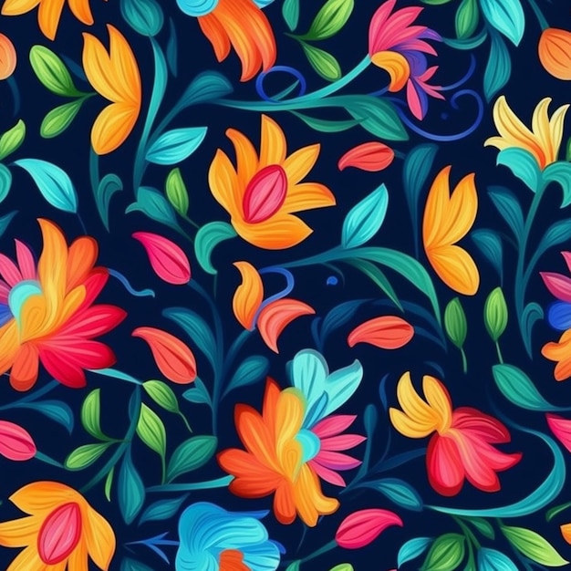 Colorful flowers on a dark background.