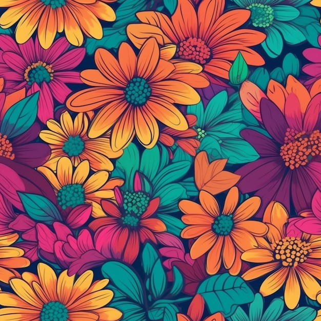 Colorful flowers on a dark background.