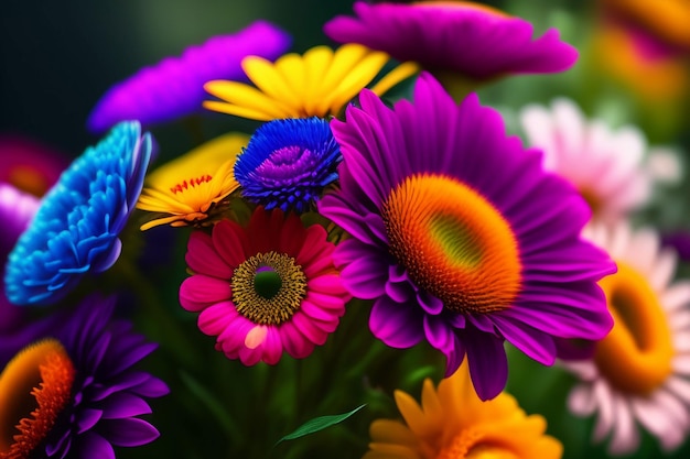 Colorful flowers in the dark wallpapers