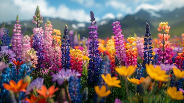 Colorful Flowers Field Under Sun