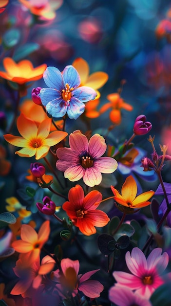 Colorful flowers in the garden generated by ai