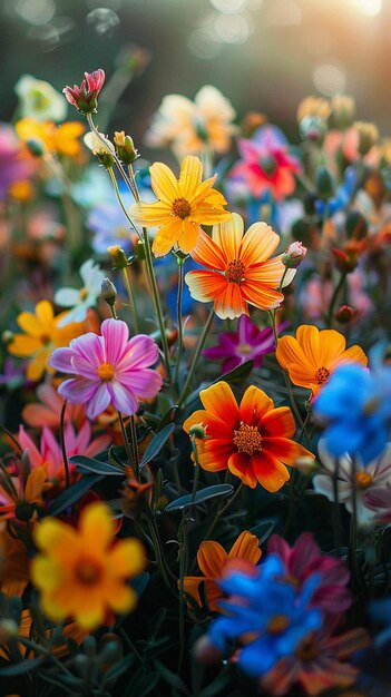 Colorful flowers in the garden generated by ai