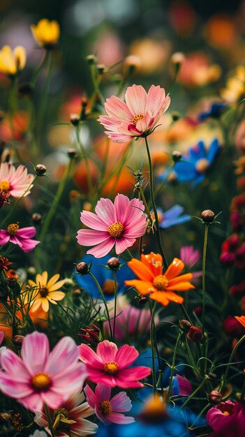 Colorful flowers in the garden generated by ai