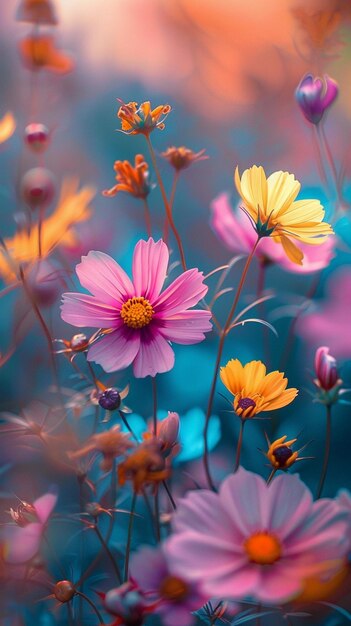 Colorful flowers in the garden generated by ai