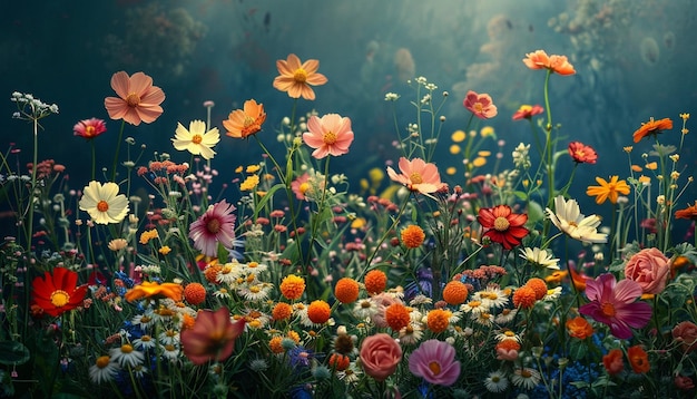 Colorful flowers in the garden generated by ai