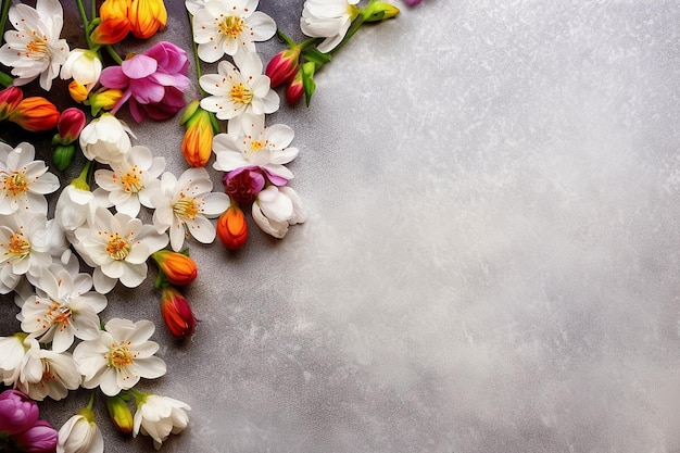 Colorful flowers on a gray background