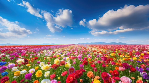 写真 花畑に色とりどりの花