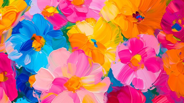 Foto fiori colorati sullo sfondo della pittura