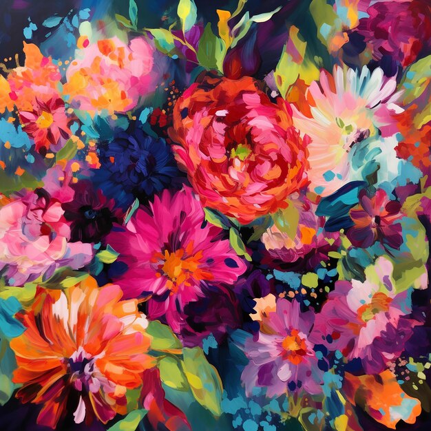 colorful flowers painting