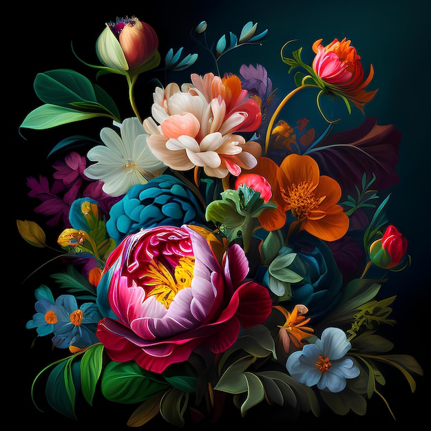 colorful flowers painting