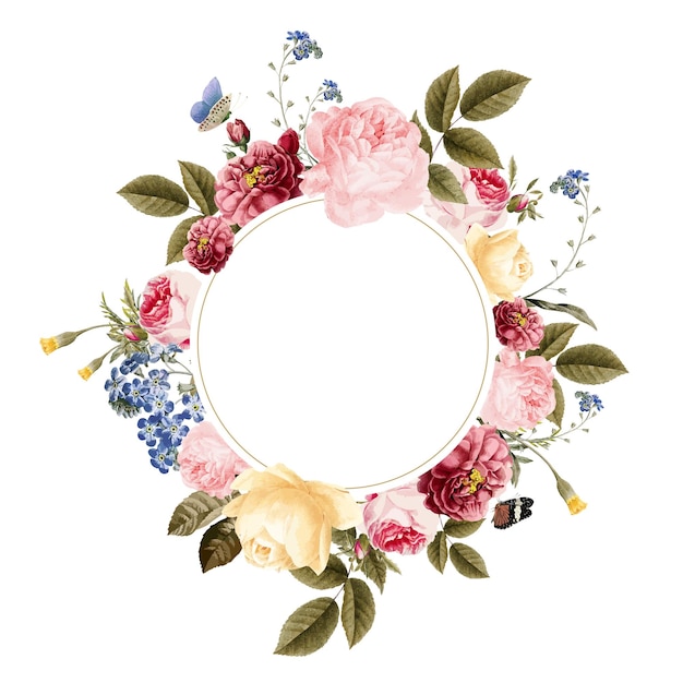 colorful flowers png frame transparent background