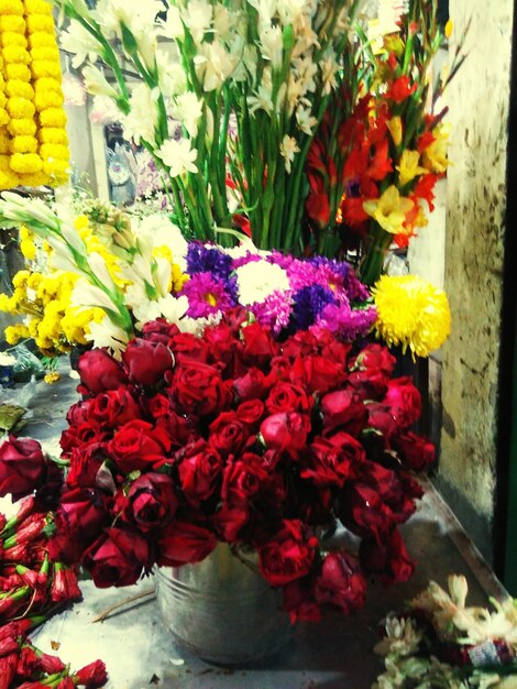 Colorful flowers for sale in market