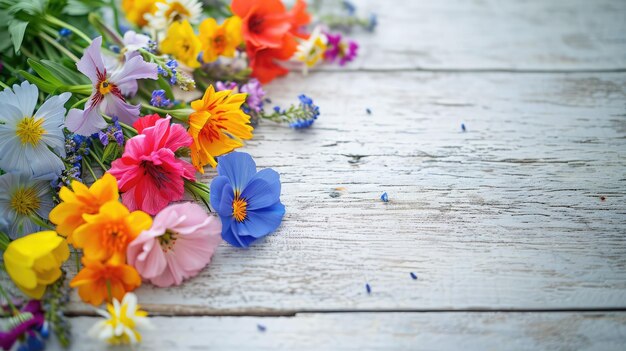 Colorful flowers on table