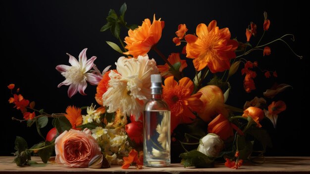 Foto fiori colorati in vaso su tavola
