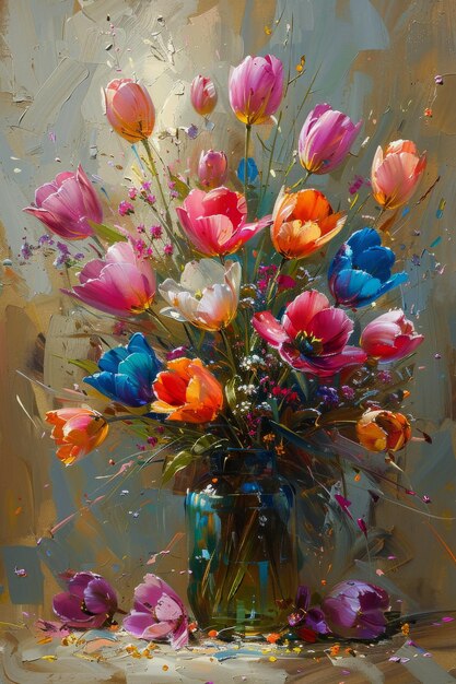 Colorful Flowers in Vase