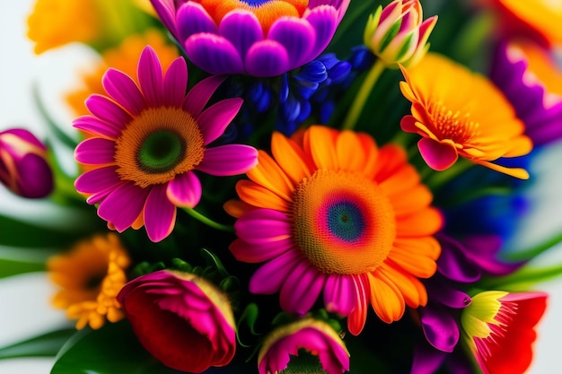 Colorful flowers in a vase