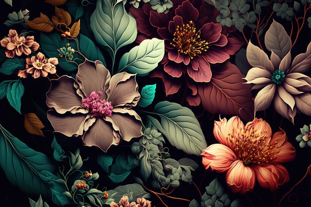 Colorful flowers wallpaper beautiful botanical background floral backdrop