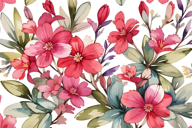 colorful flowers water color seamless pattern