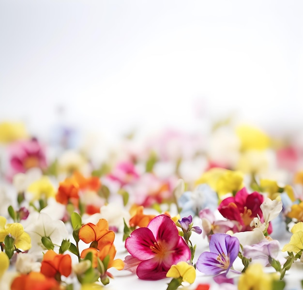 colorful flowers white background