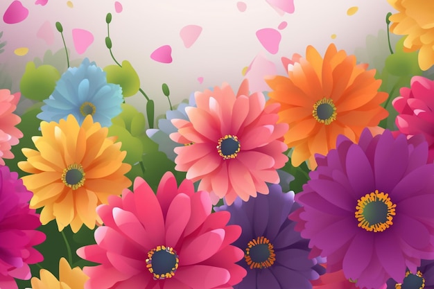 Colorful flowers on a white background