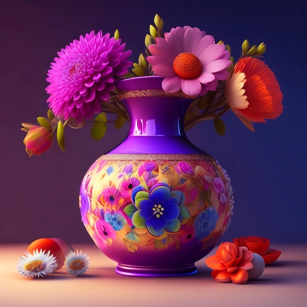 colorful flowers with a beautiful flower vase